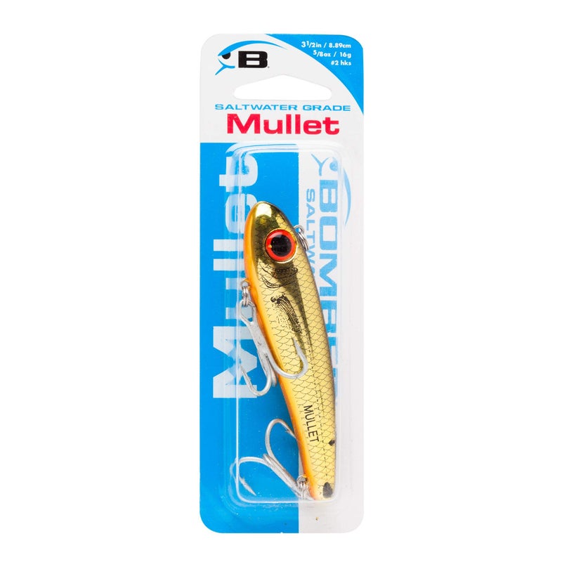 Bomber Lures Mullet Slow-Sinking Twitch, Walking Saltwater Fishing Lure, Excellent for Speckled Trout, Redfish, Stripers and More, 3 1/2"", 5/8 oz, Gold Chrome/Black/Orange - Image 2
